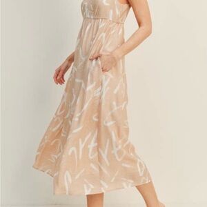 Lush Tan Gold Spaghetti Strap Maxi Dress